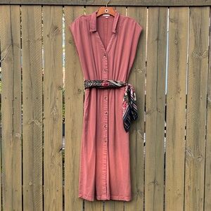 Weekend Los Angeles Burnt Orange Button Down Tencel Lyocell Dress Size Large